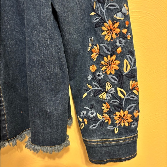 Alfred Dunner Embroidered Denim Jacket Women’s Large Floral Jean Jacket - Picture 6 of 7
